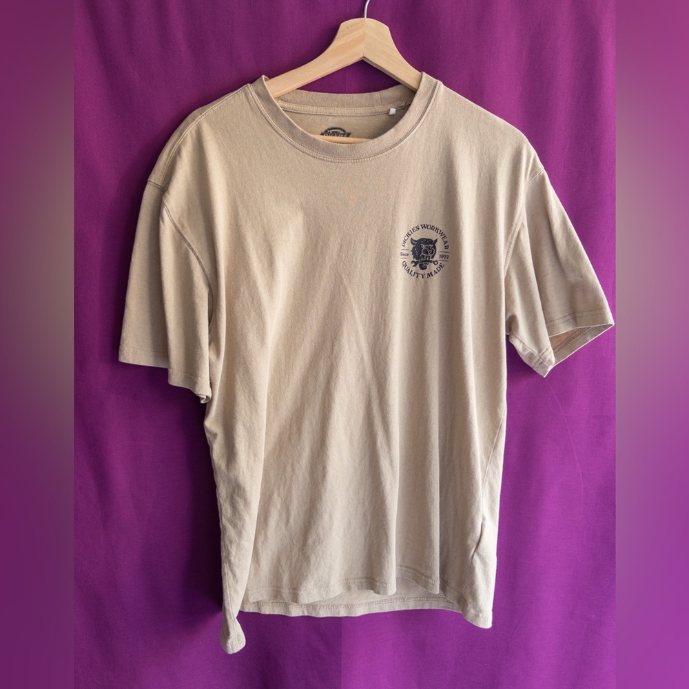 Dickies Workwear Graphic T Shirt Medium Tan Mechanic Back Print Tee
